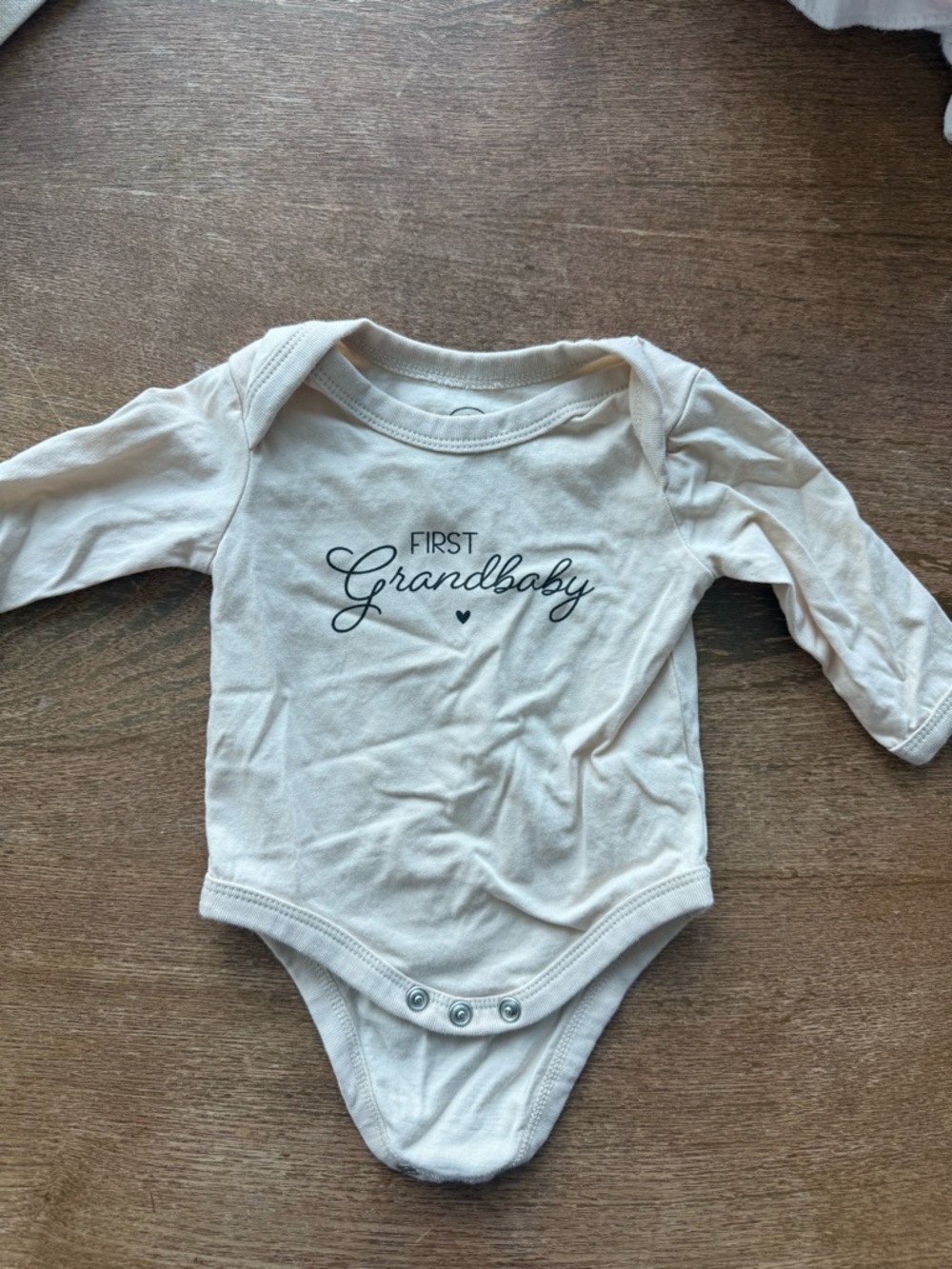 Caden Lane Cream "First Grandbaby" Long-Sleeve Bodysuit